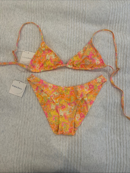 Kulani Kinis Other - Kulani Kinis Orange Pink Paisley Triangle Bikini